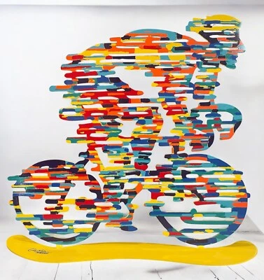 David Gerstein Objeto de Arte Pop Armstrong Bicicleta Ciclista Escultura Corte Láser Acero 12” Foto 1 de 4
