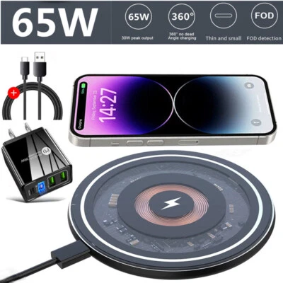 65W  Wireless Charger Fast Charge Pad For Google Pixel 7 Pro/6 Pro/5/4 XL/3 XL - Image 1 of 4