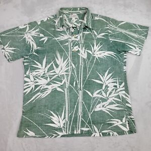 Ross Sutherland Shirt Extra Large Green White Allover Floral Honolulu Pullover
