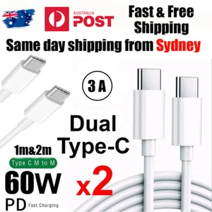 2x USB Type C to USB-C Cable Charge PD Quick Charging Data Fast Charger Samsung - Picture 1 of 18