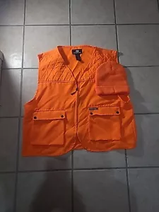 Mossy Oak Men’s L/XL Hunting Vest Blaze Orange Zip Front EUC Hat Cargo Pockets - Picture 1 of 13