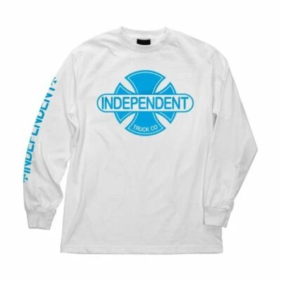 Independent Trucks PLACA BASE MANGA LARGA Monopatín Camiseta BLANCA con AZUL Foto 1 de 2