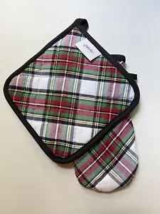 NWT JULISKA STEWART TARTAN Plaid 2 PC SET Oven Mitt & Pot Holder Holiday 🎁 - Picture 1 of 3
