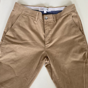 Lacoste Mens Chinos W34 L32 Tapered Regular Fit Beige Cotton Trousers