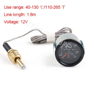 2" 52mm Mechanical Pointer Water Temperature Gauge With Sensor Black Face ℃ & ℉ - Picture 1 of 9