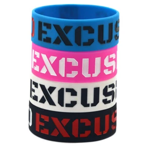 4 Pack No Excuse Silicone Bracelets Motivational Gift Wristbands for Adults - Picture 1 of 10