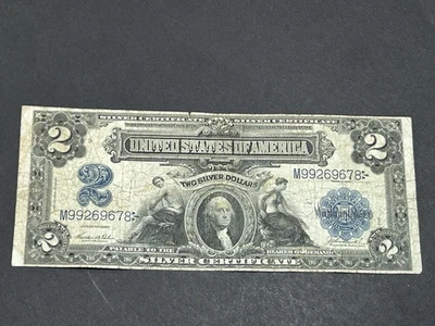 1899 $2 Silver Certificate ***Mini-porthole** Large Note US Bill LOW Shipping!!! - Image 1 of 2