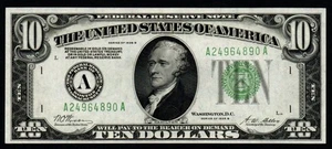 1928B $10 BOSTON GOLD DEMAND UNCIRCULATED Federal Reserve Note! - Picture 1 of 2