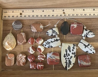 Large Lot Of Stone Beads Top & Center Drilled Hole Variety Jasper Agate Jewelry - Image 1 of 4