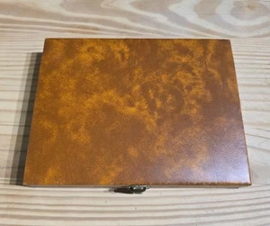 Vintage Tournament Backgammon Set Faux Leather Brown Carry Case Complete - Picture 1 of 9