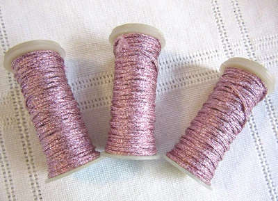 3 Kreinik Metallics Iron-on #6120 PINK Medium #16 Braids Thread lot - Image 1 of 4