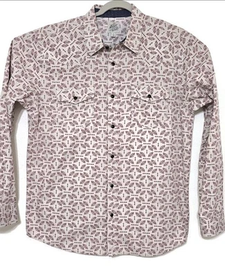 Moon Shine Spirits Shirt Mens Large White Red Western Pearl Snap Aztec Pattern - Image 1 of 4