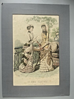 Gravure XIX ème 'La Mode Illustrée' signée Anaïs Toudouze imp. Gilquin Paris - Photo 1/4