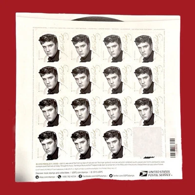 США 2015 Sc #5009 Элвис Пресли навсегда лист из 15 марок музыкальный значок! - Изображение 1 из 2