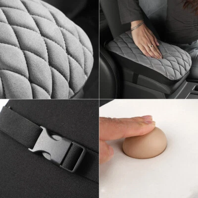 1×Gray Car Armrest Cushion Cover Center Console Memory Cotton Box Pad Protector - Image 1 of 4