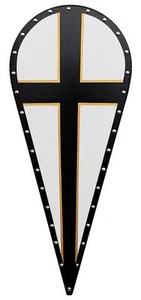 Deutscher Ritter Schwarz & Gold Kreuz DRACHENSCHILD -- sca/larp/kreuzzüge/wikinger/rüstung - Bild 1 von 1