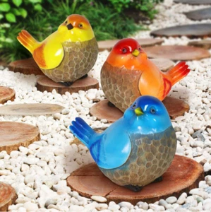 Süßes Baby Vogel Set Garten Statue Outdoor Terrasse Elegant Trio Skulptur Ornament - Bild 1 von 2