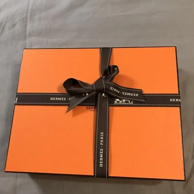 Cinta de almacenamiento de regalo naranja Hermes caja vacía 12,75x10x3 Foto 1 de 4
