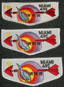 RARE VINTAGE BSA MIAMI LODGE 495 OA MIAMI VALLEY COUNCIL FF S3 SERVICE FLAPS (3) - Bild 1 von 2
