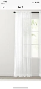 Neu ohne Pkg. Rod Pocket Sheer Window Panel (1) weiß 52" x 108" Crinkle Muster - Bild 1 von 6