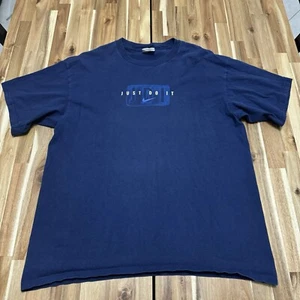 Nike Shirt Mens XL Blue Just Do It Spell Out Swoosh Sports Athletic Y2K - Picture 1 of 7