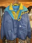 Vintage Tricolor KWay Zip Ski Jacket Men’s Large Packable Hood Lots Of Pockets