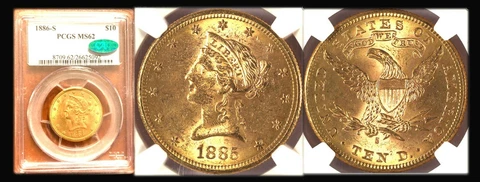 1886-S $10 MS62 PCGS/CAC-ONLY 444 FINER Liberty Head Eagle Cover