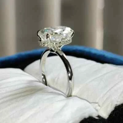 Large 3.20 Ct Oval Cut F/VS Lab Grown Diamond Hidden Halo Ring 14kt White Gold - Image 1 of 4