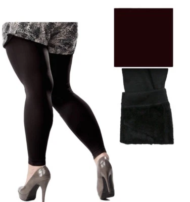  Women's Coffee PLUS SIZE FOOTLESS Legging Seamless Thick Fleece SK300X 1X 2X 3X - Image 1 of 4