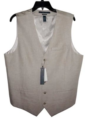 Perry Ellis Mens Vest Large Linen Blend Natural Linen Core NWT (V-86) - Image 1 of 4