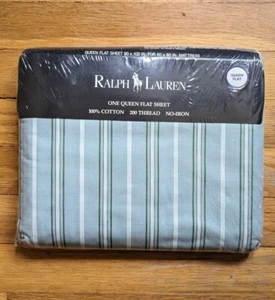 New NOS Ralph Lauren Queen 200 Cotton Flat Sheet Winchester Multi HTF! NIP VTG - Picture 1 of 7