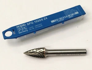 Pferd 10mm Pointed tree cone carbide burr SPG 1020/6 Z4 6mm shaft carbon cutting - Picture 1 of 2