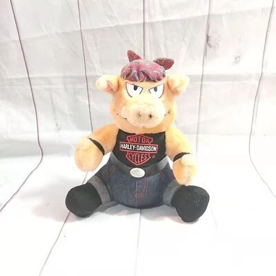 Harley Davidson 1993 motocicleta motociclista cerdo cerdo 11" peluche vintage Foto 1 de 4