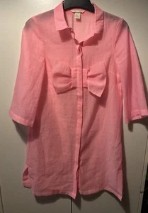 Pink H&M Eur 32 Button Up Collared Cute Pink Bow Front Shirt Womens Cute - Picture 1 of 24