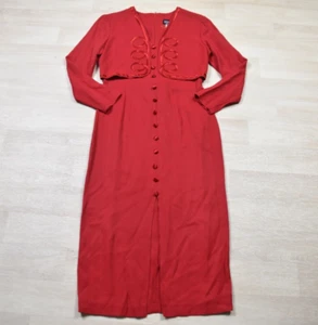90s Dawn Joy Midi Sheath Dress Red Attached Bolero Size 3/4 Vintage - Picture 1 of 5