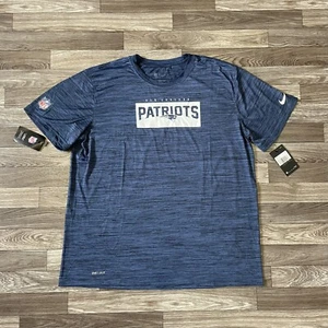 Nike New England Patriots Dri-Fit Shirt Men’s 2XL Blue NWT NFL Shorts Sleeve - Picture 1 of 7