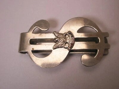 FOE Fraternal order of Eagles Vintage Money Clip coin cash paper euros $ mc74 - Image 1 of 4