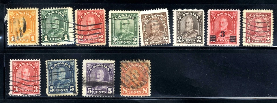 1930-35 Canada King George V 12-Stamp Set Scott # A59 & A81 Canc/VLH  - Image 1 of 1