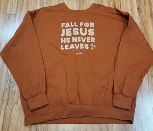 2XL Blessed Girl Womens Sweatshirt - Fall For Jesus He Never Leaves Orange Rust - Picture 1 of 12