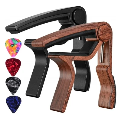 Guitar Capo Rosewood Style Acoustic Electric Guitar Quick Change Clamp + 5 picks - Image 1 of 4