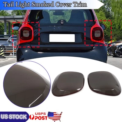 Smoked Black ABS Tail Light Smoke Housing Trim For Benz Smart Fortwo 16-19 US - Image 1 of 4