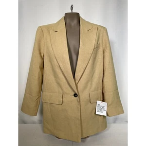 ASOS Design Blazer Oversized Boyfriend Fit Career Casual Tan Womens Petite 6 NWT - Picture 1 of 10