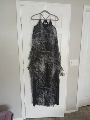 Maxi Vestido Halston Heritage Negro Plateado S Sin Mangas Capricho Fairygrunge Nuevo con Etiquetas Foto 1 de 4
