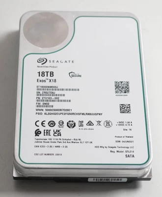 Seagate Exos X18 18TB 7200 SATA 6Gb/s 3.5" Enterprise Hard Drive - ST18000NM000J - Image 1 of 2