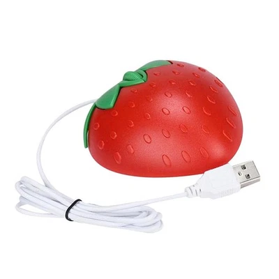 1000DPI Strawberry Optical USB Wired Game Mouse Cute For PC Computer - Image 1 of 4