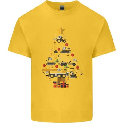 Construcción Árbol de Navidad Excavadora Camión Grúa Niños Camiseta Niños Foto 1 de 4