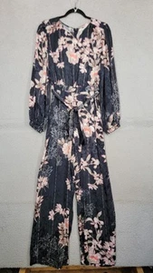 Anthropologie Harlyn floral Black jacquard jumpsuit Size M Medium Women's - Picture 1 of 12