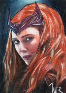 Avengers SCARLET WITCH WANDA Maximoff OLSEN Marvel Sketch Card ORIGINAL 1/1 ART - Picture 1 of 2