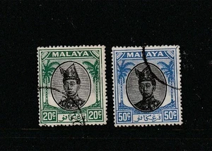 Malaya Trengganu 1949/55 20c Green & Black & 50c FU SG 78 & 84 - Bild 1 von 2