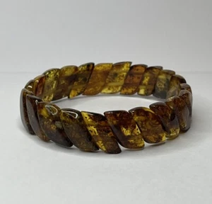 Genuine Baltic Amber Bracelet.Natural GREENISH Amber Rectangular Shape Bracelet - Picture 1 of 13